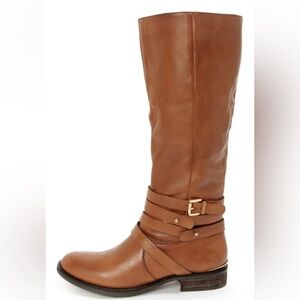 Steve Madden Albany Cognac Leather Belted Riding Boots Sz 8.5